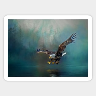 Eagle swooping for fish Sticker